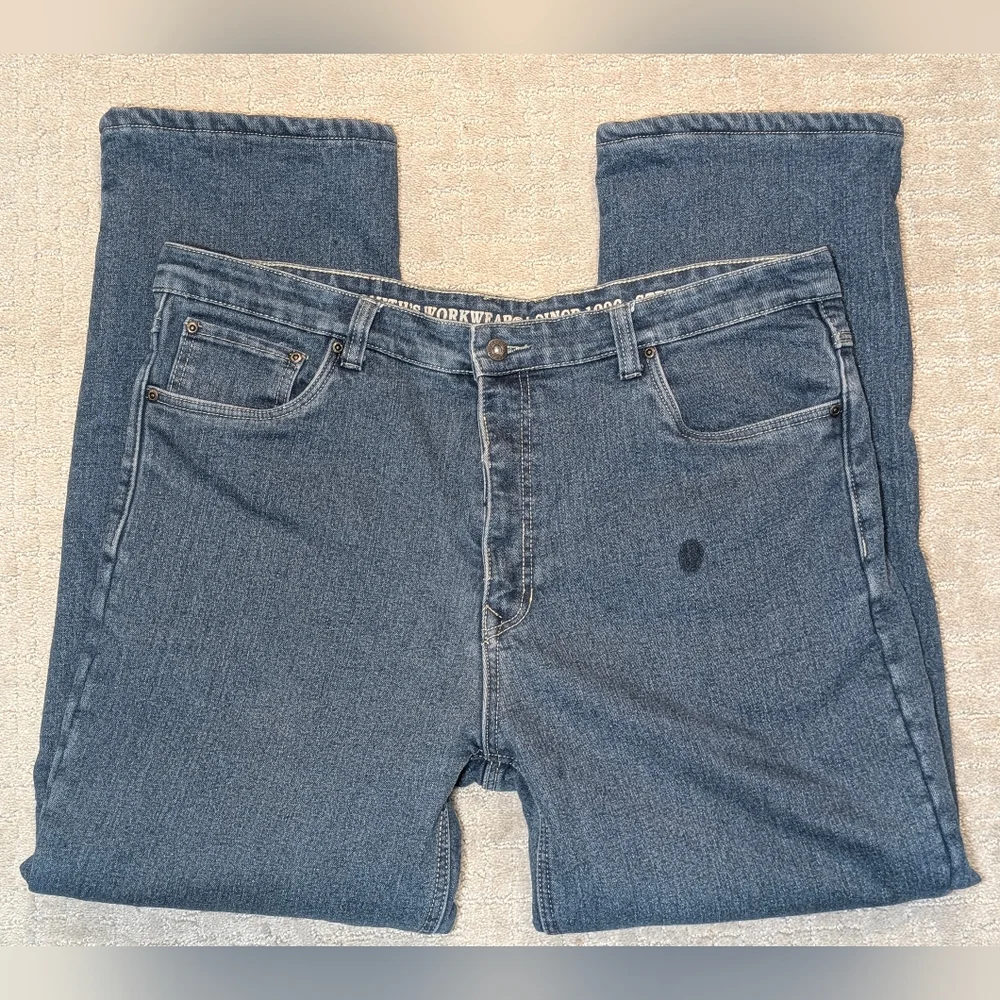 Smith's Workwear Mens 40x32 Straight Leg Fleece Lined Denim Jeans Slight Stretch